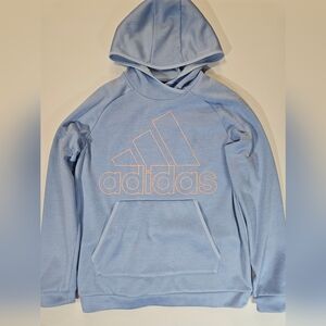 Adidas Climawarm Hoodie Womens Medium Light Blue Orange Logo Winter‎ Performance